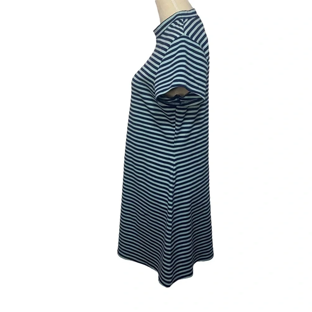 Free People Beach blue and green striped shirt sleeve t-shirt dress Size Large - Picture 2 of 9